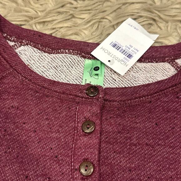 Honeydew NWT heathered maroon Henley sweatshirt size small - Picture 2 of 3